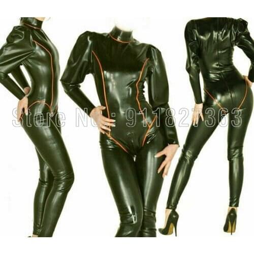 100% Latex Catsuit Rubber Unisex Jumpsuit Sexy Romper Club Wear Fashion Party Wear Back Crotch Zipper Customized