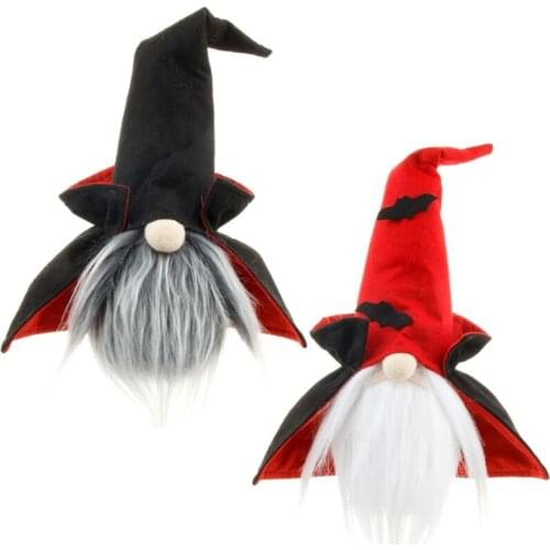 2 Pcs Halloween Vampire Witch Gnome Doll Ornaments Cute Cartoon Dwarf Elf Home Decor Halloween Shelf Decorations Party