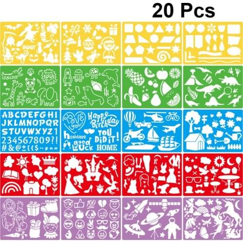 20pcs Drawing Stencils Hollow Painting Templates Plastic English Letters Numbers Templates