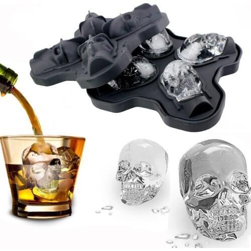 3D Skull Silicone Mold Ice Cube Maker Chocolate Mold Tray Ice Cream DIY Tool Whiskey Wine Cocktail Ice Cube Silicone Mold