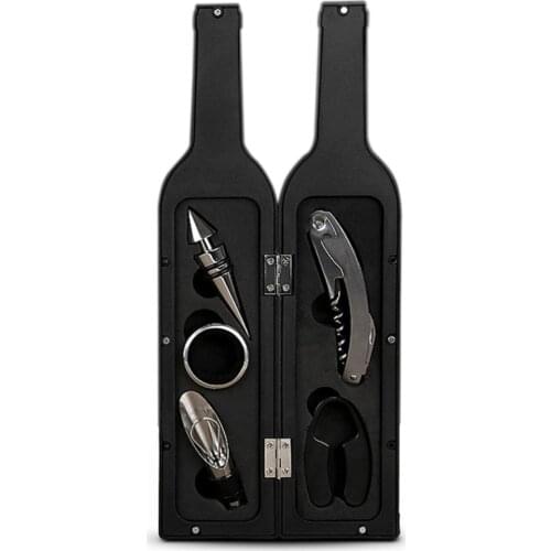 5Pcs/Set Wine Bottle Corkscrew & Accessory Set Wine Tool Set Bottle-Shaped Holder Perfect Hostess Gift Bottle Opener