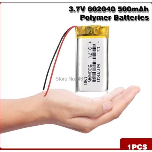 602040 500mAh Rechargeable Battery 3.7v Li Ion Po Lithium Polymer Batteries For Voice Recorder Backup Power