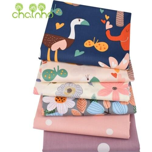 Chainho,Printed Twill Cotton Fabric,Cartoon Jungle Series,Patchwork Cloth For DIY Sewing Quilting Baby &Childs Bedding Material