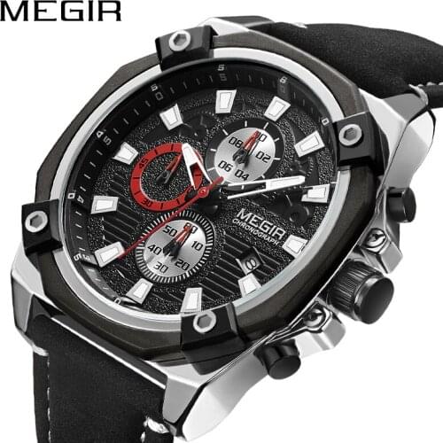 Top Brand MEGIR Sport Watch Men Clock Relogio Masculino Fashion Chronograph Quartz Army Military Wrist Watches Reloj Hombre 2054