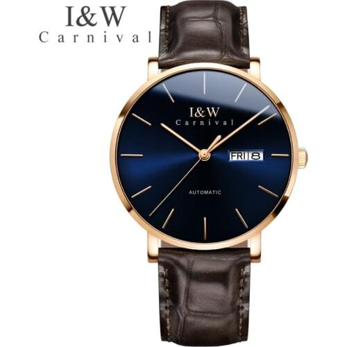 Carnival Brand Luxury Business Watch Man Fashion Automatic Calendar Mechanical Wristwatch Waterproof Casual Relogio Masculino