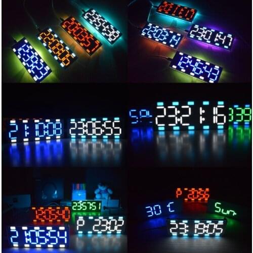 DIY Large Screen 6 Digit Two-Color LED Clock Kit Touch Control w Temp/Date/Week