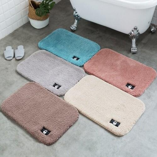 Home Carpet Solid Color Thickening Long Hair Micro Fiber Bathroom Bathroom Absorbent Floor Mat Carpet Bedroom Soft Mat