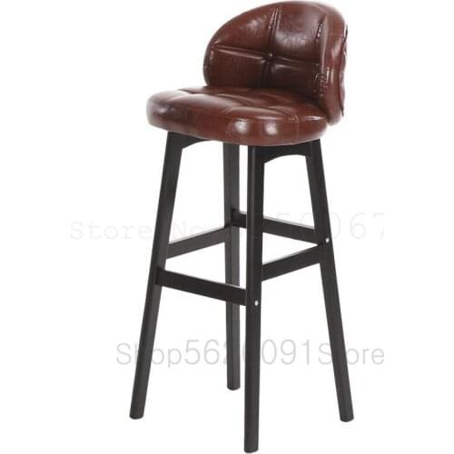 European solid wood bar chair back bar high chair modern minimalist bar front desk cashier bench home chair