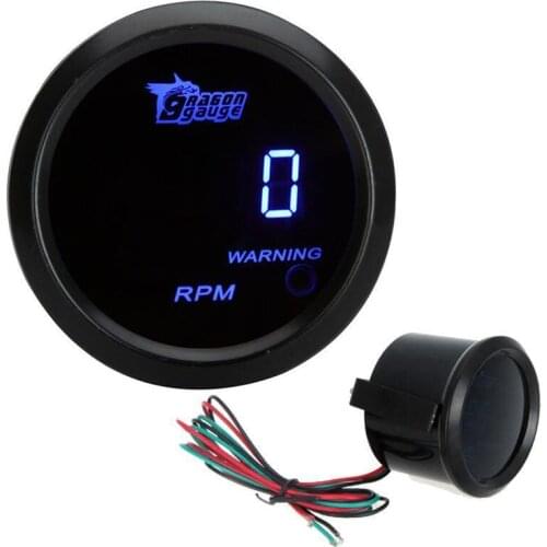 JX-LCLYL 2" 52mm 0~9999RPM Car LCD Digital Tachometer Tacho Gauge Meter Blue LED