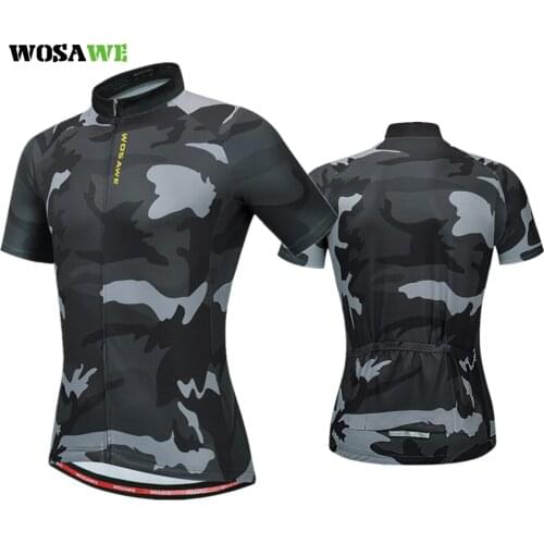 WOSAWE Camouflage Cycling Jersey Man Quick-Dry Racing Bicycle Clothes Short Sleeve Downhill Uniform Ropa Ciclismo
