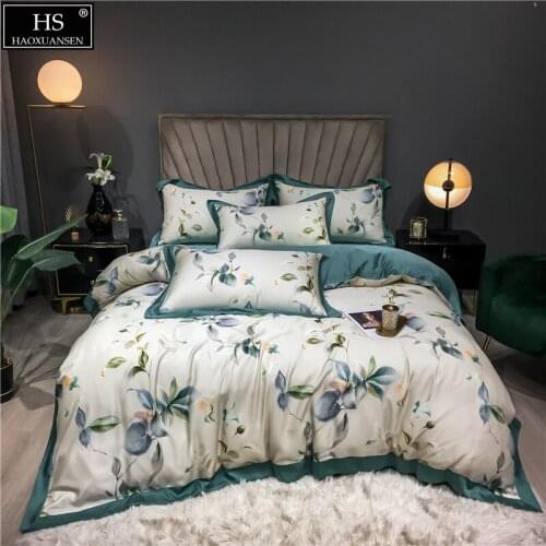Pear Trees And Flowers Design Tencel Lyocell Bedding Set Summer Thin Quilt Sheets Pillowcase Duvet Cover Lightweight Comforter