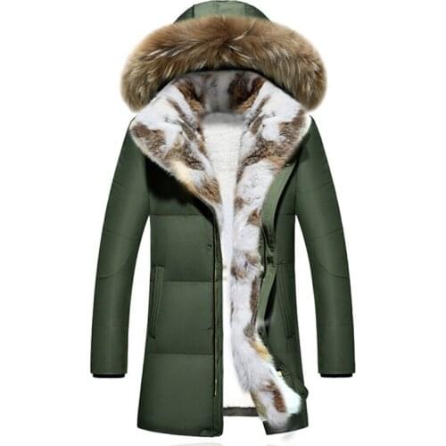 Winter down Jackets Men Warm Rabbit Fur Collar Fashion white duck down Men Thicken Coats Parka High Quality down Jackets 5XL