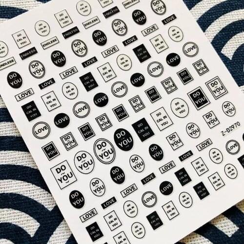 ZD-2970 LETTER BLACK 3d nail art stickers decal template diy nail tool decorations