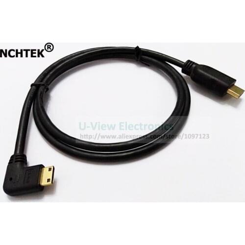 NCHTEK 90 Degree Angled Mini HDMI Male to HDMI Male Extension Connector Cable About 1M/Free DHL Shipping/100PCS