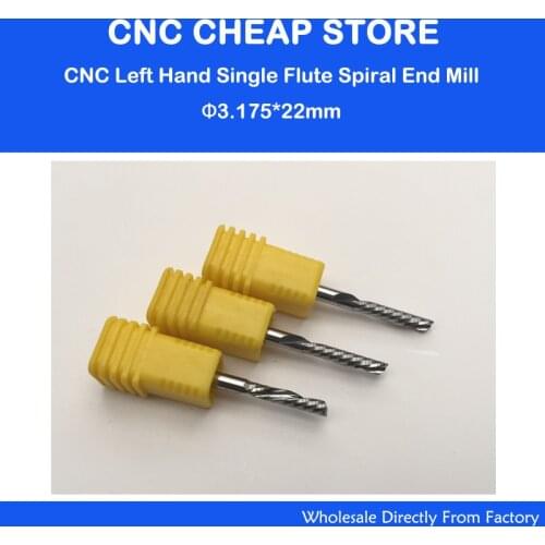 New 5pcs/Lot 3.175*22MM PCB Down-Cut Milling Cutter, SMT Left Hand Bits, High Quality Board Cutter, Carbide Endmills Tools