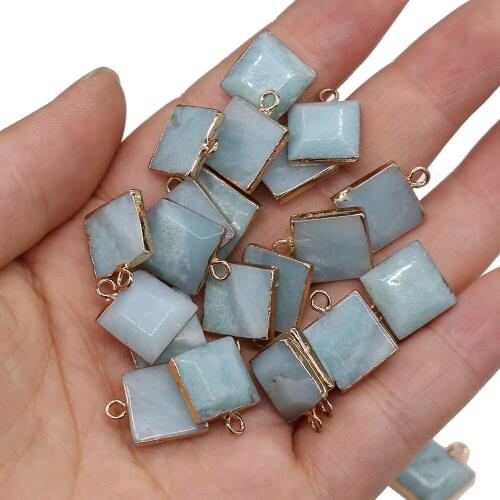 Natural Amazonite Pendants Charms Stone Square Shape Pendants DIY for Necklace or Jewelry Making Size 12x16mm