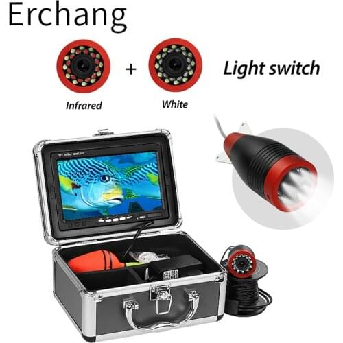 Fish Finder Underwater Camera 7'' 1000TVL Waterproof Fishing Camera with Dual mode Led Light Withe/Infrared for Fishing