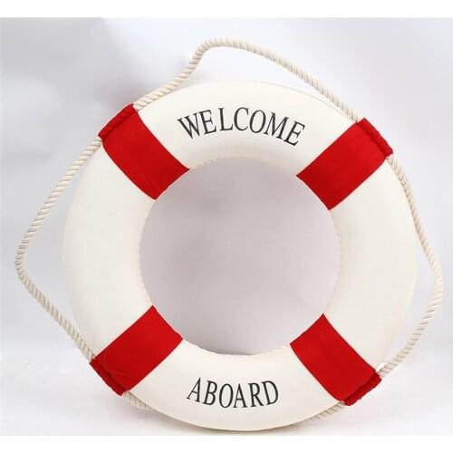 Nautical Style Welcome Decorative Red Blue Life Buoy Home Marine Beach Wall Decoration