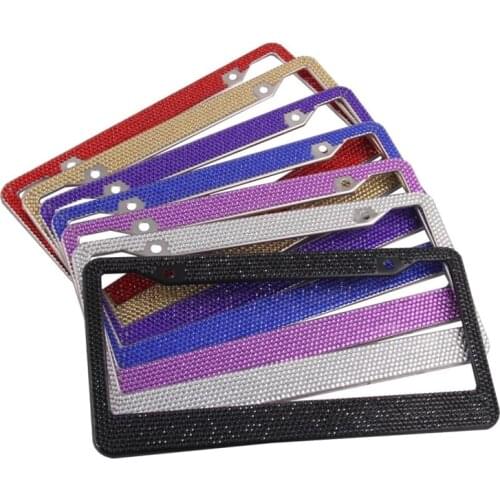 RhineStone License Plate Frame For Car Number For USA Holder Car Registration Plate License Cover Rear Auto Metal Frame