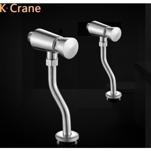 SUS304 Stainless Steel Urine Flush Valve Hand Press Water Flusher Wall Mounted Urinal Flush Valve Bathroom WC Toilet Accessories