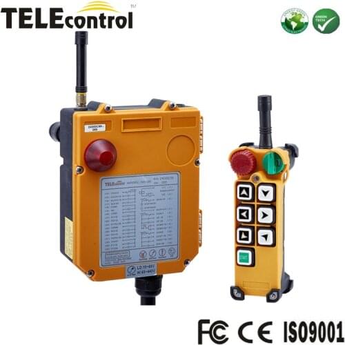Telecontrol 6 single speed push button electric hoist crane radio remote control with mushroom emergency rotary switch F24-6S