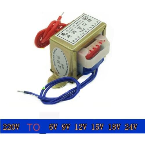 EI57 Transformer 20W/VA 220V to 6V / 9V / 12V / 15V / 18V / 24V Single Voltage Output Two Wires AC Power Supply