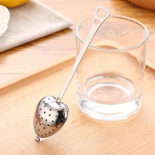 Heart Shaped Stainless Steel Tea Infuser Spoon Strainer Steeper Handle Teapot Gadgets заварник для чая