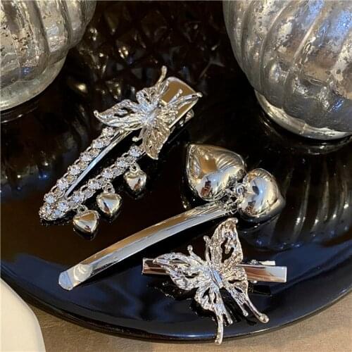 Hottie Metal Sweet Cool Three-dimensional Liquid Butterfly Love Tassel Hairpin Personalized Girls Bangs Slides Clip Accessories
