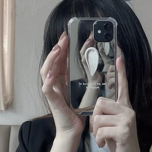 Milky White Paint Mirror Phone Case for iPhone 12 Pro Max 11 pro max X XS XR 7 8 Plus SE2020 Shell Soft Cover