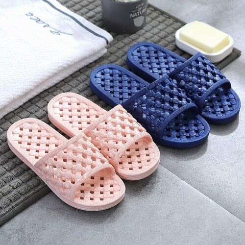 New smiling face home slippers indoor home bathroom flat bottom couple leaking slippers female