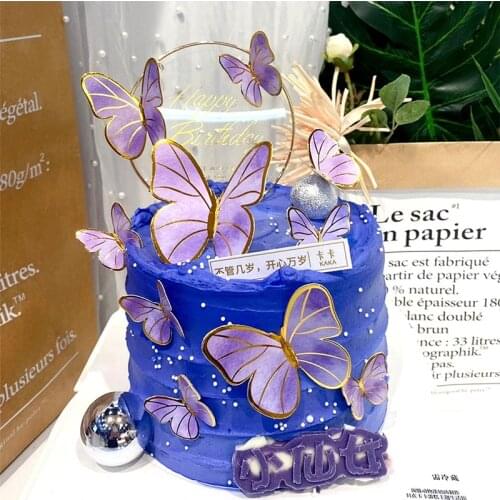 11pcs Butterfly Paper Birthday Cake Topper Color Butterfly Wedding Cake Toppers for Kids Birthday Party Cake Decoration Supplies