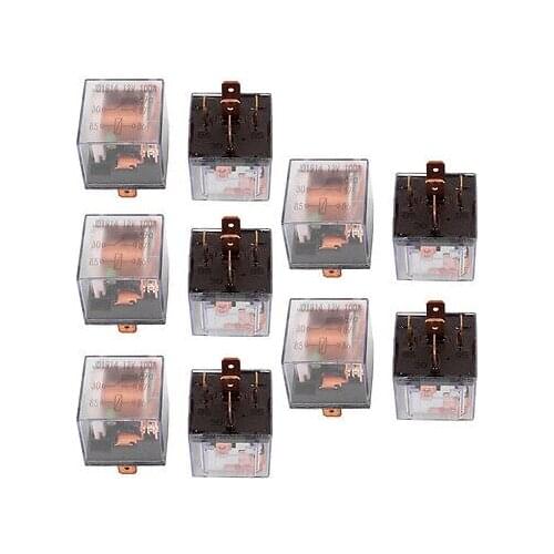 DC 12V 100A 5 Pins SPDT Clear Shell Green Light Car Automotive Alarm Relay 10pcs