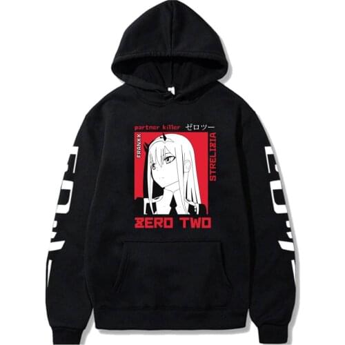 2021 Harajuku Anime Darling In The Franxx Hoodies Zero Two Sweatshirts Casual Streetwear Graphic Unisex Pullover Tops