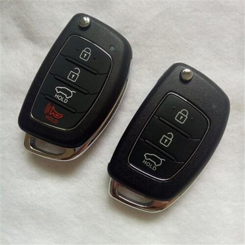 DAKATU 3/4 Button Folding Flip Remote Key Shell Case Smart Car Key Housing Fob For Hyundai i10 i20 i30 i35 i40 Genesis Uncut Bla