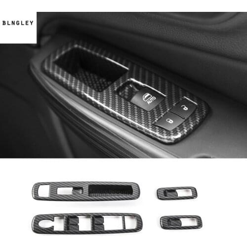 4pcs/lot ABS carbon fiber grain car window lift panel decoration cover for 2014-2016 Jeep Cherokee