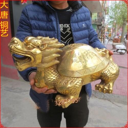 49CM Huge -home Porch lobby TOP efficacious Protection Mascot thriving business Gold Dragon Fish Arowana FENG SHUI statue
