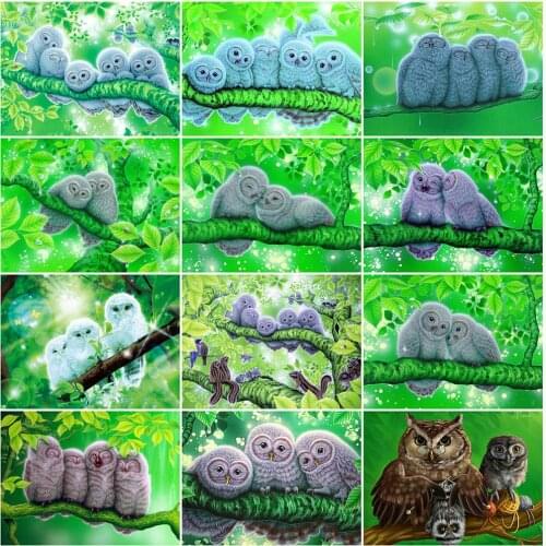 5d Diamond Embroidery Owl Mosaic Cross Stitch Kit Square Diamond Painting Animal New Arrival Beaded Rhinestones Handmade Hobby