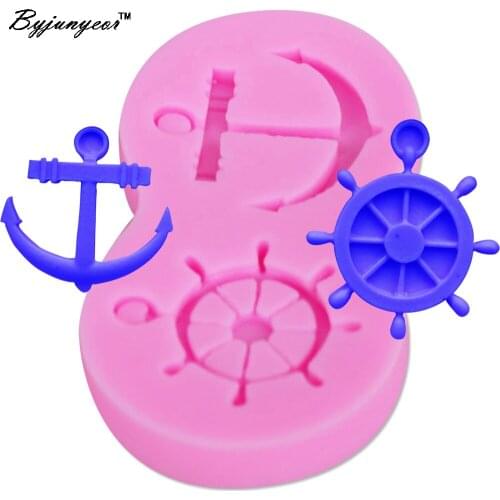 Byjunyeor M170 Epoxy UV Resin Style Childrens Day Anchor Rudder Shape Silicone Fondant Mould Cake Decorating Cupcake Mold