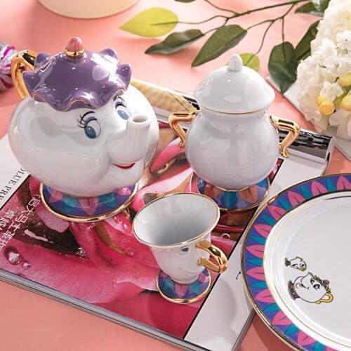 Tea Set New Beauty And The Beast Mrs. Potts Chip Tea Pot & Cup Set Bela E a Fera Teapot Mug Bella Y Bestia Pot & Cup Juego De Te