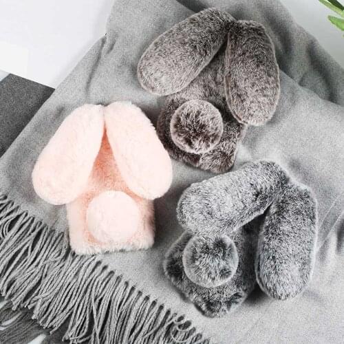 Rabbit Ears fur warm fluffy Diomand phone Case For Xiaomi Redmi Note 8 7 7A 6 6A A2 A3 GO Y3 K20 CC9 CC9E Lite Pro Back Case