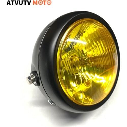 12V Motorcycle Retro Black Round Headlights Head Light Lamp For Honda Cg125 Gn125 Yamaha Suzuki Harley Cafe Racer