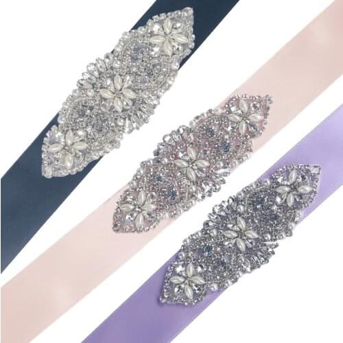 Black Blue Red Pearls Wide Wedding Belt Dress Crystal Bridal Belt Rhinestones Wedding Sash For Bridal Bridesmaid Prom Dresses