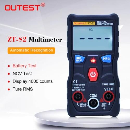ZOYI ZT-S2 Digital Multimeter autoranging 4000 counts true rms Multimetro AC DC 600V Voltmeter +battery/NCV test LCD backlight