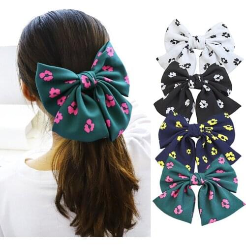 Double Layers Hair Bow Floral Fabric Hair Clip Hair Ornament Women and Girls Hair Barrettes