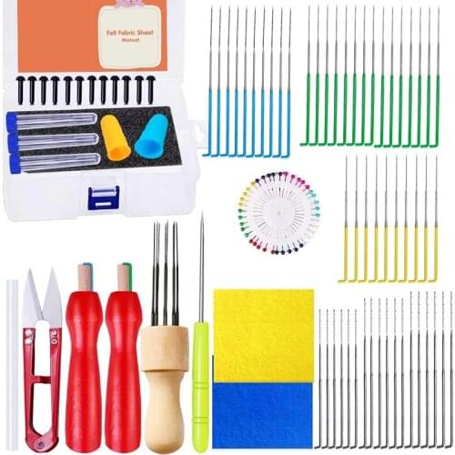 KAOBUY 95Pcs Needle Felting Tools Kit With Holder Foam Mat, Instructions, Box And Other Felting Supplies For DIY Wool Felting
