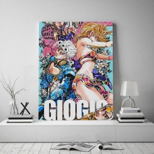 Vento Aureo JoJos Bizarre part 5 anime Framed Canvas poster Wooden Frame Painting wall Art decor Study Home Decoration Prints