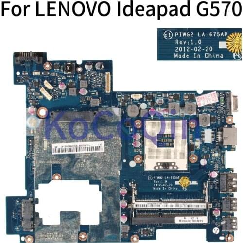 KoCoQin Laptop motherboard For LENOVO Ideapad G570 HM65 Mainboard PIWG2 LA-675AP DDR3 Full tested