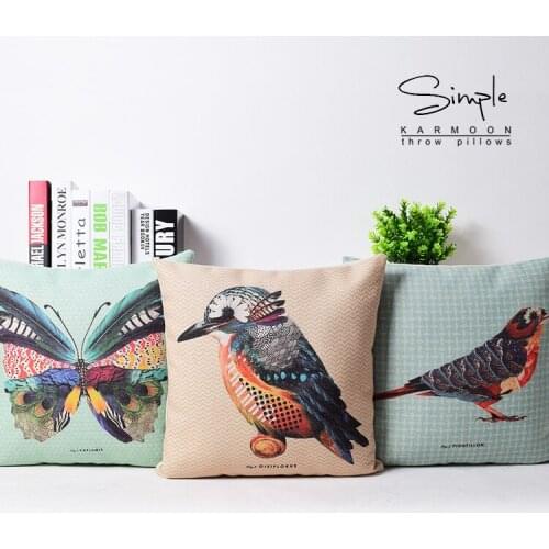 Creative colorful artistic feather butterfly flower on cotton pillowcase cushion for leaning on of 43 * 43 No Inner