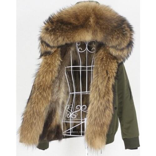 MENINA BONITA Waterproof Bomber Parka Winter Jacket Women Real Fox Fur Coat Natural Raccoon Fur Outerwear Streetwear Detachable