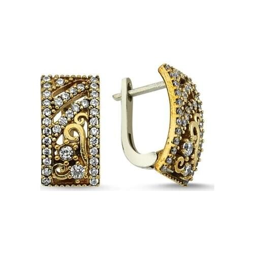 KUTAYDAN Zircon Cubic Zirconia Authentic Earrings 925 Sterling Silver